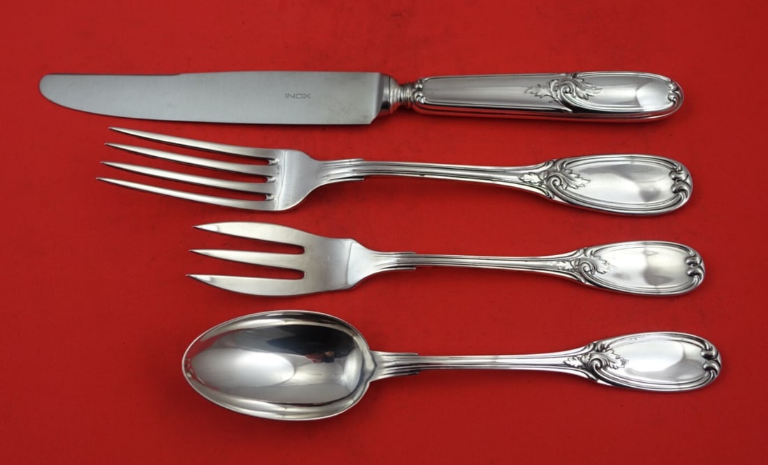 Vintage Buccellati Saya Sterling Silver 4-Piece Place Setting: Vintage Buccellati Saya Sterling Silver 4-Piece Place Setting This exquisite 4-piece dinner size place setting from the Saya pattern by Buccellati is crafted from high-quality sterling silver. The set