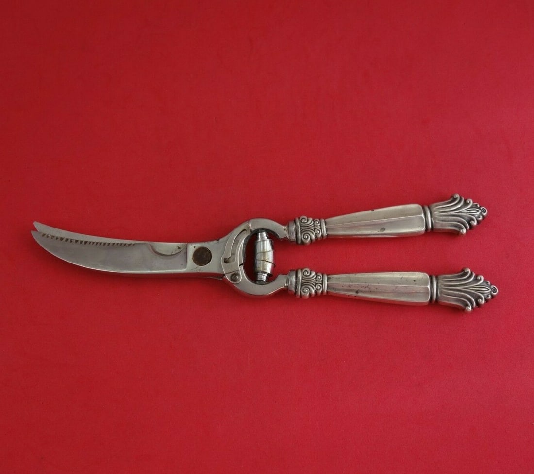 Georg Jensen Acanthus Sterling Silver Lobster Shears 11 3/8 Inch: Georg Jensen Acanthus Sterling Silver Lobster Shears 11 3/8 Inch Introducing the exquisite Acanthus Lobster Shears by Georg Jensen, crafted from high-quality sterling silver. This remarkable piece fea
