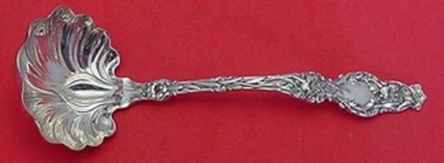 Whiting Lily Sterling Silver Sauce Ladle 5 7/8 Inches: Whiting Lily Sterling Silver Sauce Ladle 5 7/8 Inches This exquisite sauce ladle from the Lily pattern by Whiting is crafted from high-quality sterling silver, measuring 5 7/8 inches in length. Produc