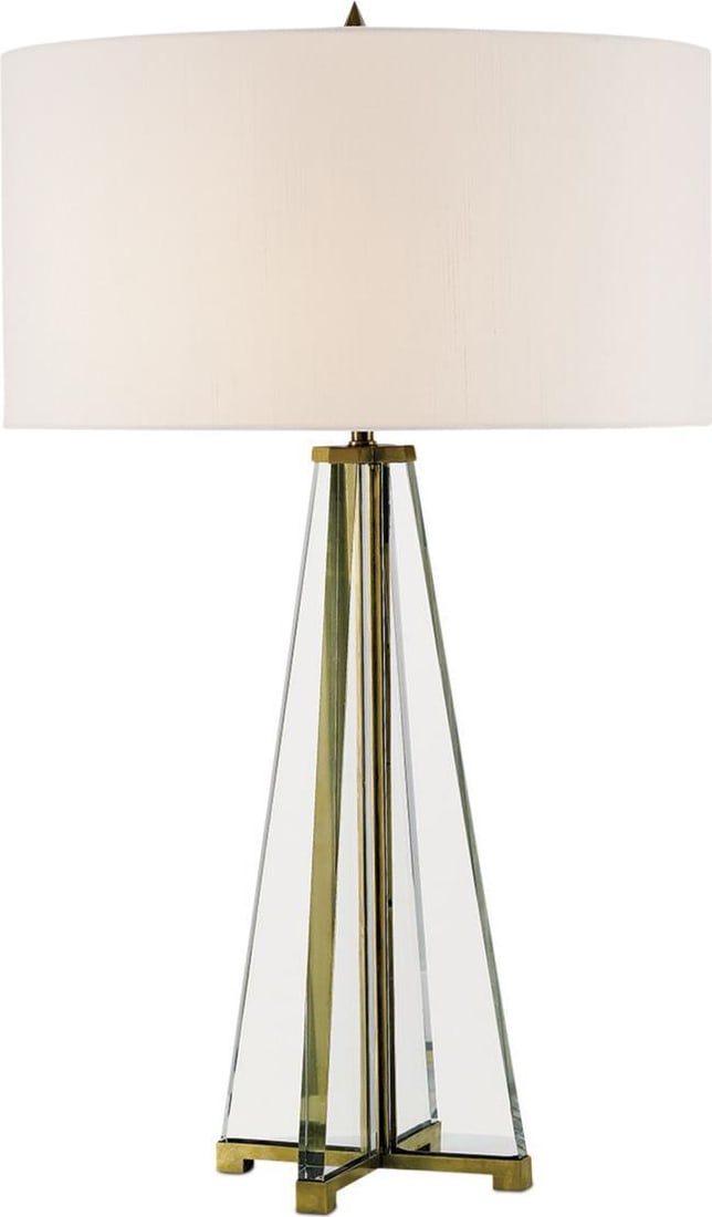 Contemporary Brass Crystal Table Lamp by Currey Lamont Collection: Contemporary Brass Crystal Table Lamp by Currey Lamont Collection Illuminate your space with this Elegant Modern Crystal Table Lamp, a stunning blend of contemporary design and functionality. Standing