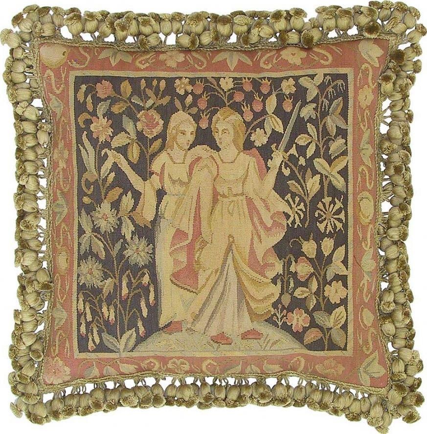 Provence Home Aubusson Style Velvet Throw Pillow Sword Design 18x18 (1 of 1)