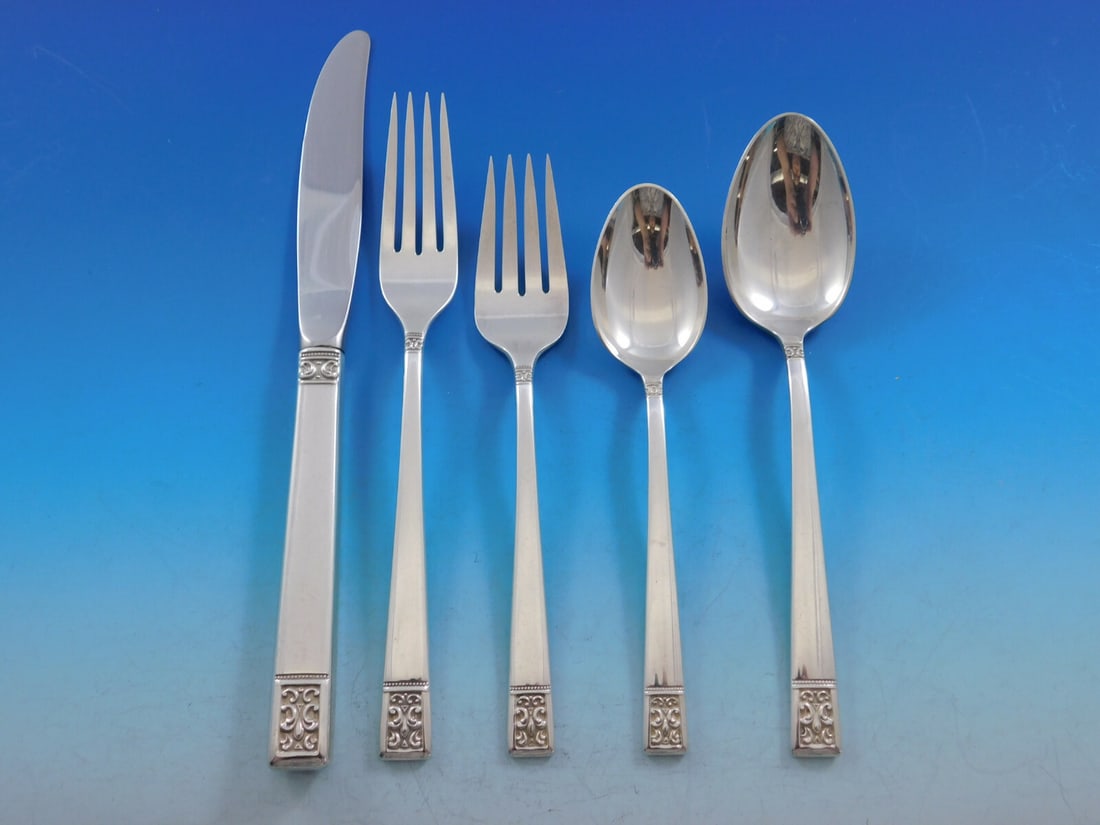 Towle Laureate Sterling Silver Flatware Set for 12 71 Pieces with Storage Chest: Towle Laureate Sterling Silver Flatware Set for 12 71 Pieces with Storage Chest Enhance your dining experience with this exquisite Laureate by Towle Sterling Silver Flatware Set, designed to serve 12.