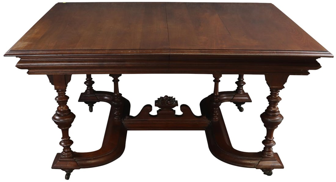 Antique 1900 French Henry II Renaissance Dining Table Burnt Umber Finish (1 of 5)