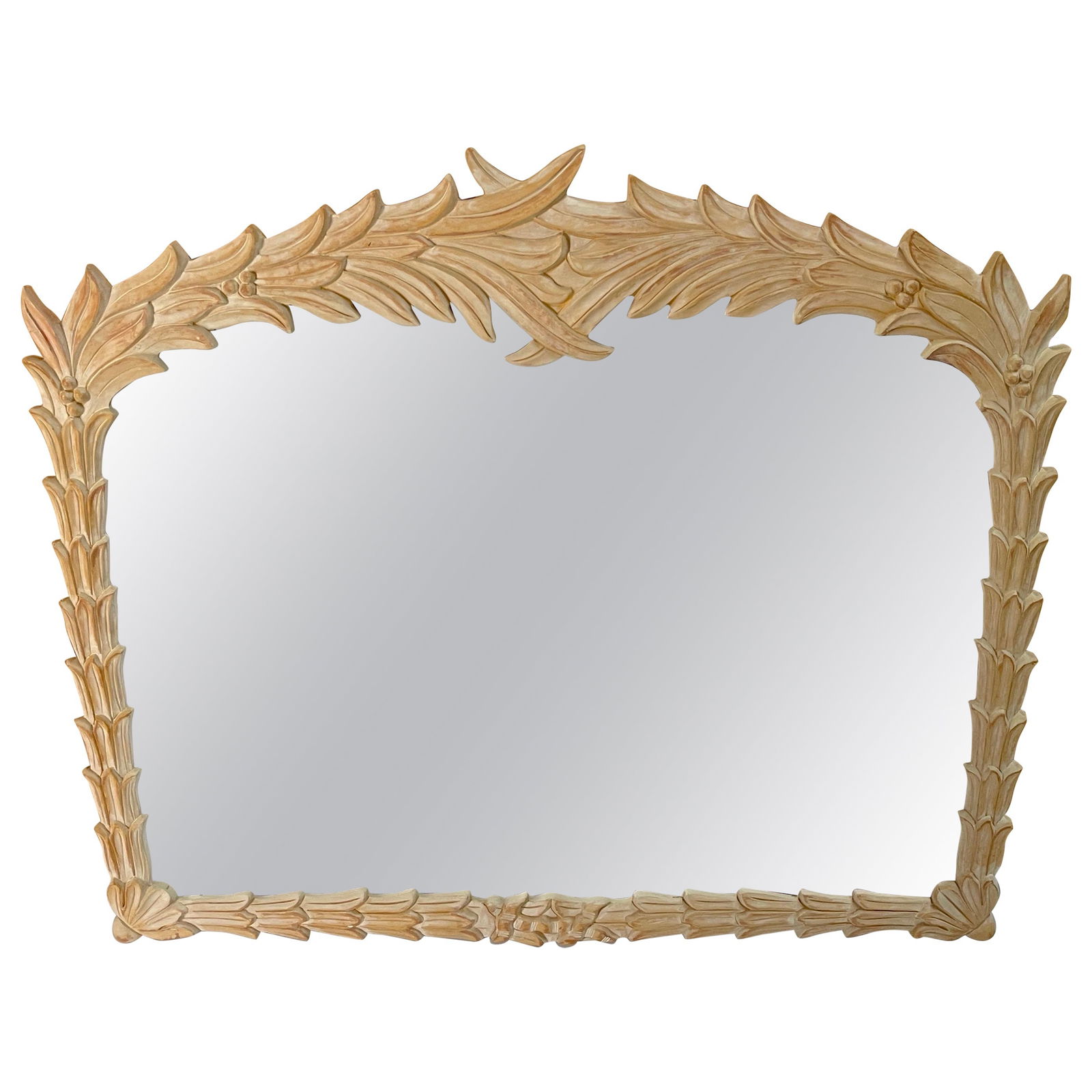 Modern Bleached Palmette Rectangular Mirror by Serge Roche 1980s (1 of 9)