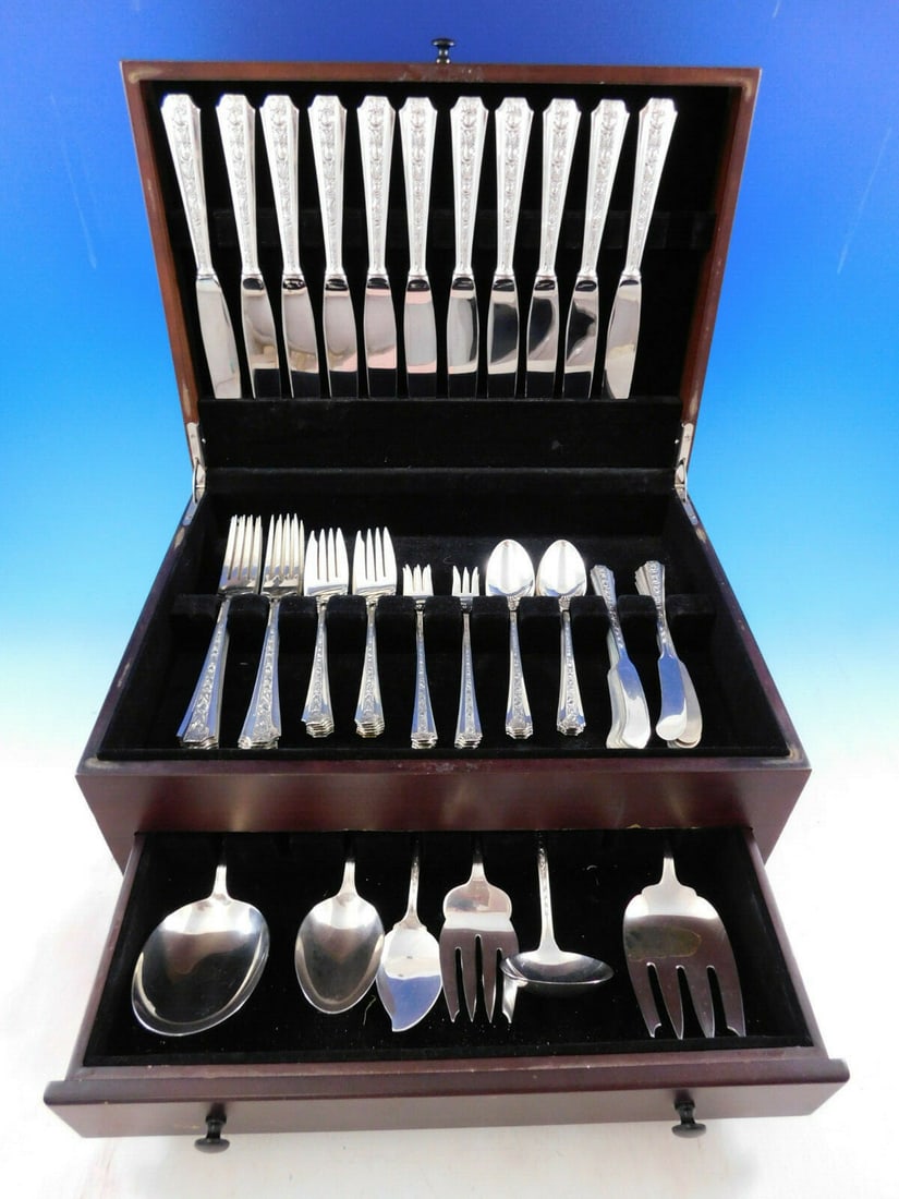 Frank Whiting Talisman Rose Sterling Silver Flatware Set 78 Pieces Service for 12: Frank Whiting Talisman Rose Sterling Silver Flatware Set 78 Pieces Service for 12 Enhance your dining experience with the exquisite Talisman Rose flatware set by Frank Whiting. Crafted from sterling s