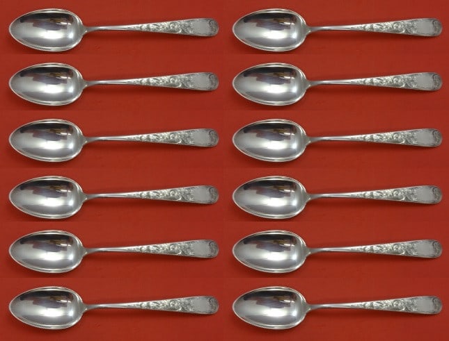 Kirk Old Maryland Engraved Sterling Silver Soup Spoon Set of 12: Kirk Old Maryland Engraved Sterling Silver Soup Spoon Set of 12 This exquisite set of 12 place soup spoons features the beautiful Old Maryland Engraved pattern by Kirk. Crafted from high-quality sterl