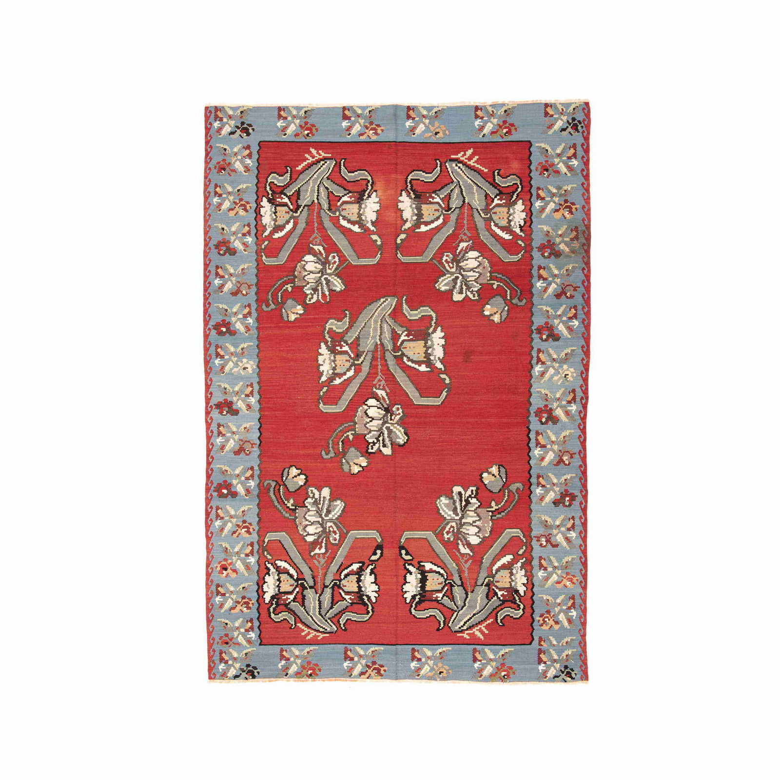 Authentic Gocmen Handmade Wool On Wool Kilim 77.6 x 119.3: Authentic Gocmen Handmade Wool On Wool Kilim 77.6 x 119.3 Discover the elegance of this Authentic Handmade Gocmen KILIM, crafted from high-quality wool on wool. This flat woven piece showcases exquisi