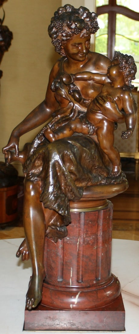 19th Century Marble Bronze Statue by A.E Carrier-Belleuse Signed: 19th Century Marble Bronze Statue by A.E Carrier-Belleuse Signed This stunning 19th-century marble and bronze statue, crafted by renowned French artist Albert Ernest Carrier-Belleuse (1824-1887), is a