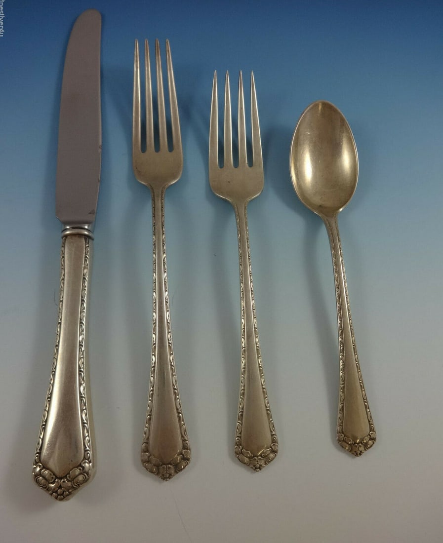 Easterling Rosemary Sterling Silver Flatware Set for 12 - 55 Pieces with Storage Chest: Easterling Rosemary Sterling Silver Flatware Set for 12 - 55 Pieces with Storage Chest Enhance your dining experience with the Rosemary by Easterling Sterling Silver Flatware Set, perfect for elegant