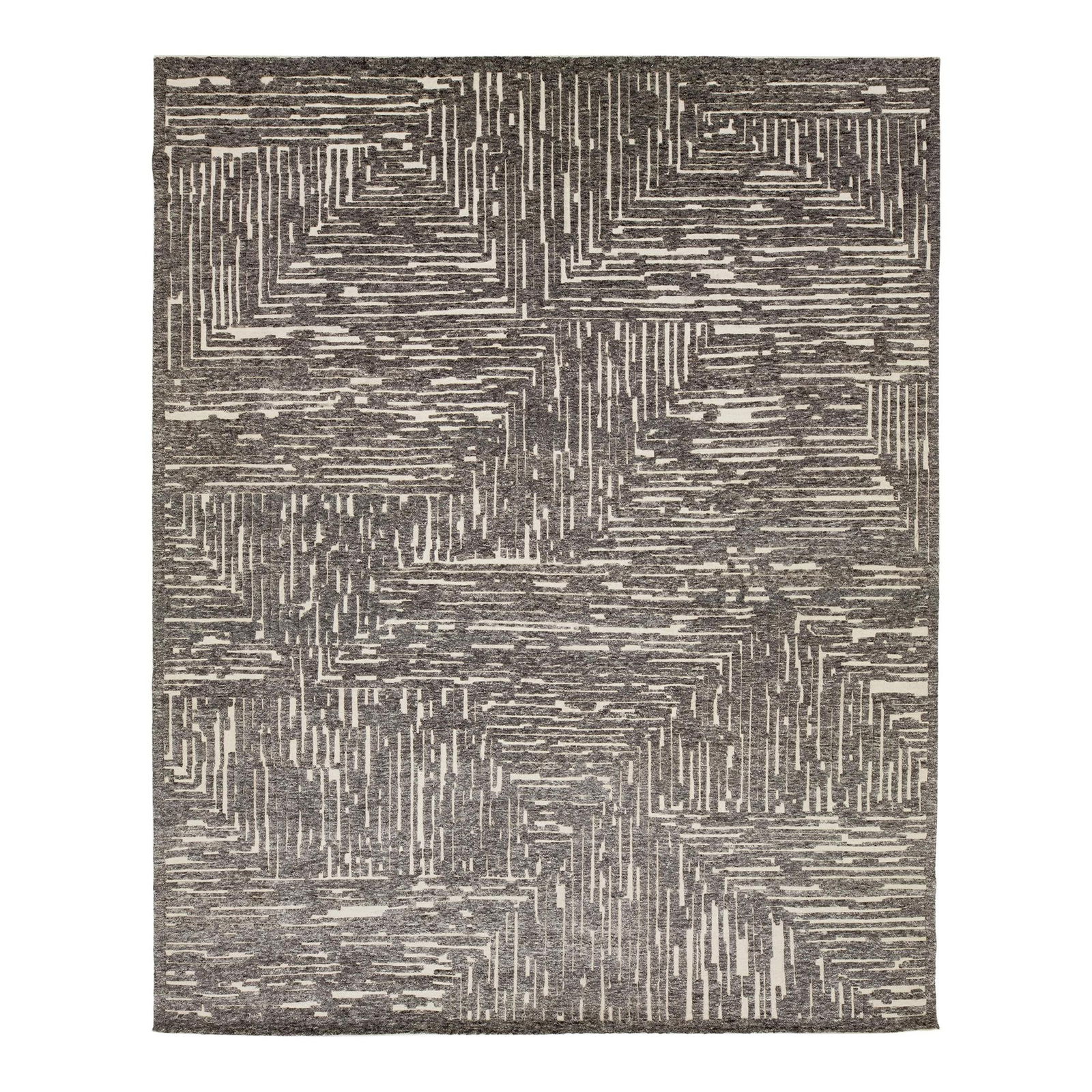 Contemporary Hand-Knotted Wool Rug 12'3 x 15'3 Gray Abstract: Contemporary Hand-Knotted Wool Rug 12'3 x 15'3 Gray Abstract Enhance your living space with this stunning Modern Natural Moroccan Style Wool Rug, featuring a contemporary abstract design in shades of