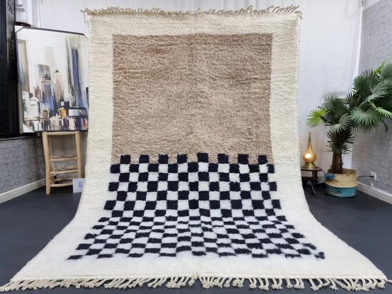 Authentic Handmade Wool Rug 8 x 5 Feet from Morocco: Authentic Handmade Wool Rug 8 x 5 Feet from Morocco Discover the beauty of this Elegant Soft Handmade Wool Rug, meticulously crafted by skilled local Berber women weavers in the Atlas Mountains of Mor