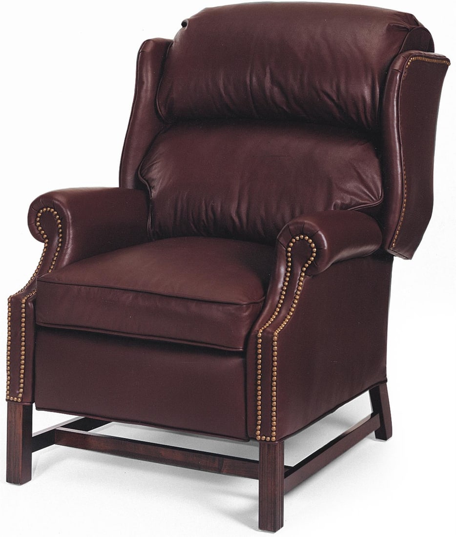 Handcrafted Maroon Leather Accent Chair Chippendale Style USA (1 of 1)