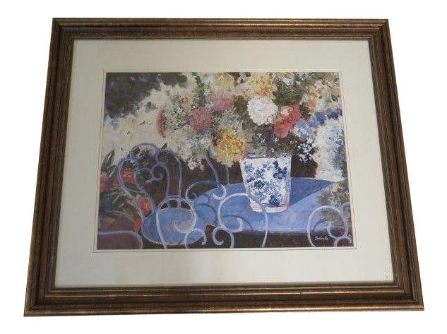 BeBelle Signed Double Matted Outdoor Print 35.5x30 Blue USA: BeBelle Signed Double Matted Outdoor Print 35.5x30 Blue USA This stunning double matted print, titled "Outdoor Theme," is an exquisite piece by BeBelle, showcasing a beautiful blue color palette. Sign