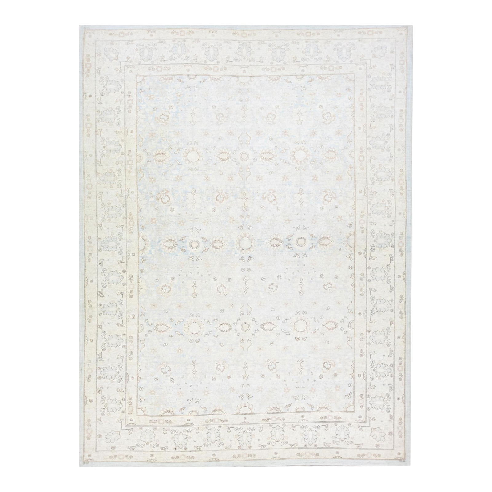 Antique Persian Tabriz Style Floral Wool Rug 8'11 x 12'2 Light Blue: Antique Persian Tabriz Style Floral Wool Rug 8'11 x 12'2 Light Blue Discover the elegance of this antique Persian Tabriz style handmade wool rug, featuring a serene light blue field complemented by a