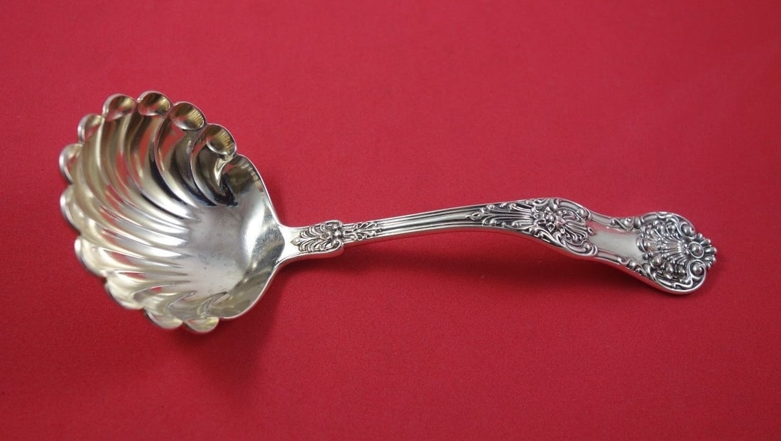 Dominick & Haff New King Sterling Silver Gravy Ladle Gold Washed 4.1 ozt 7.5 in: Dominick & Haff New King Sterling Silver Gravy Ladle Gold Washed 4.1 ozt 7.5 in This exquisite gravy ladle from the New King pattern by Dominick & Haff is a fine example of craftsmanship from the 19th