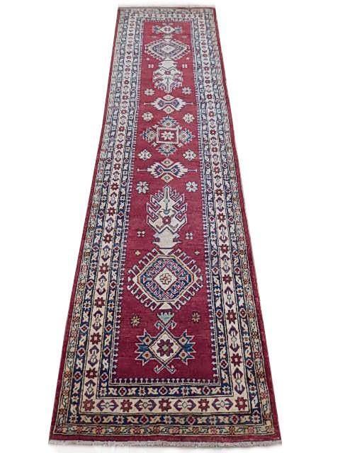 2'7" x 10'1" Red Handmade Kazak Rug Premium Wool Artisanal Craftsmanship: 2'7" x 10'1" Red Handmade Kazak Rug Premium Wool Artisanal Craftsmanship Free continental US Shipping Enhance your space with this exquisite 2.7 x 10.1 Red Handmade Craftsmanship Kazak Design Rug. Thi