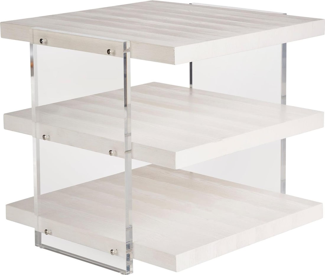 Universal Coastal White Sand End Table 24H 26W 26D: Universal Coastal White Sand End Table 24H 26W 26D This Coastal White Sand End Table is a stylish addition to any room, featuring a modern design with a chic white sand finish. Crafted with durable ac