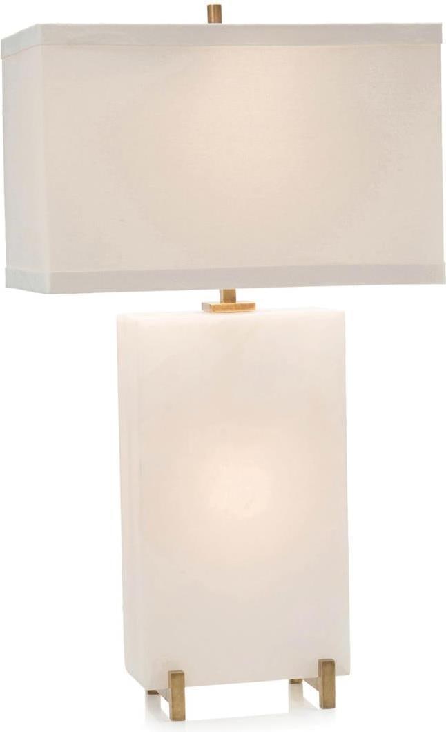 John-Richard Alabaster Lamp with Brass Finish: John-Richard Alabaster Lamp with Brass Finish Illuminate your space with this elegant Vintage Style Alabaster Lamp featuring exquisite brass detailing. This un-used piece is designed in a charming ant