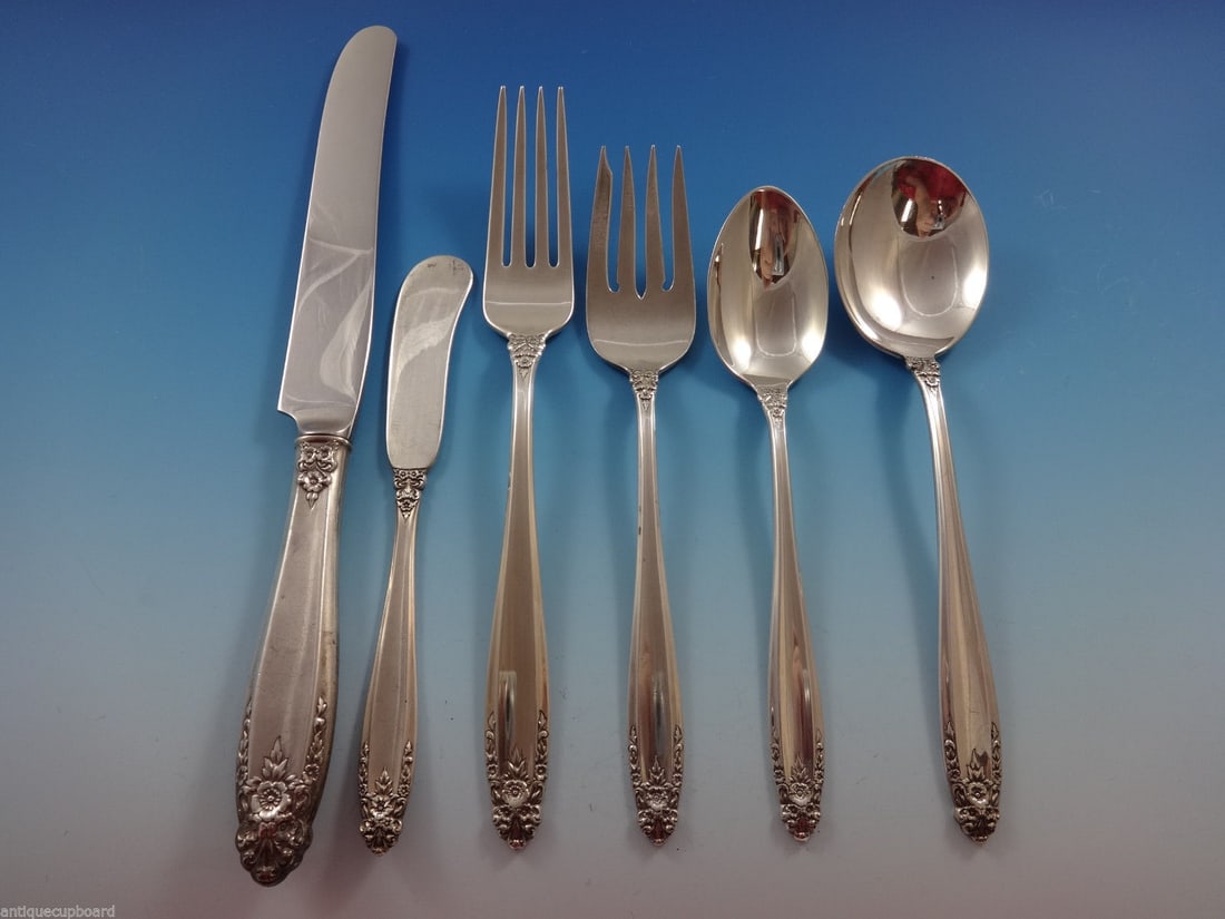 Prelude International Sterling Silver Flatware Set 50 Pieces with Storage Chest: Prelude International Sterling Silver Flatware Set 50 Pieces with Storage Chest Elevate your dining experience with this exquisite Prelude by International Sterling Silver Flatware Set, featuring 50 m