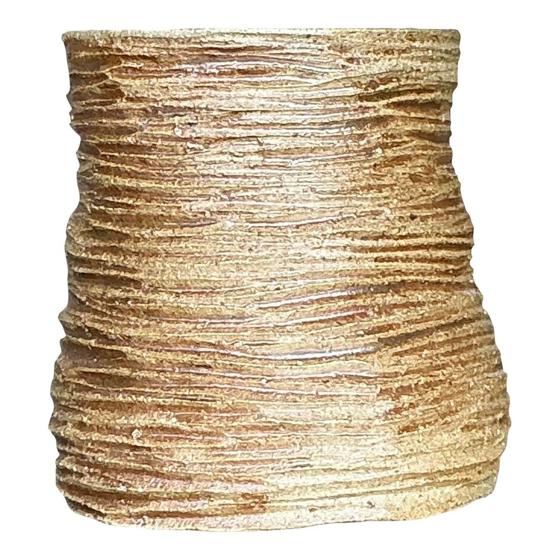 Vintage Boho Rustic Layered Pottery Vase 4.75" Chocolate: Vintage Boho Rustic Layered Pottery Vase 4.75" Chocolate Enhance your decor with this exquisite vintage Boho layered studio pottery vase. Expertly handcrafted, this piece showcases earthy tones and te