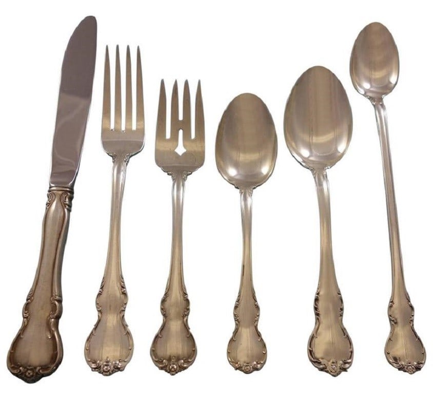 Towle French Provincial Sterling Silver Flatware Set for 12 89 Pieces with Storage Chest: Towle French Provincial Sterling Silver Flatware Set for 12 89 Pieces with Storage Chest Enhance your dining experience with this exquisite French Provincial Sterling Silver Flatware Set by Towle, des