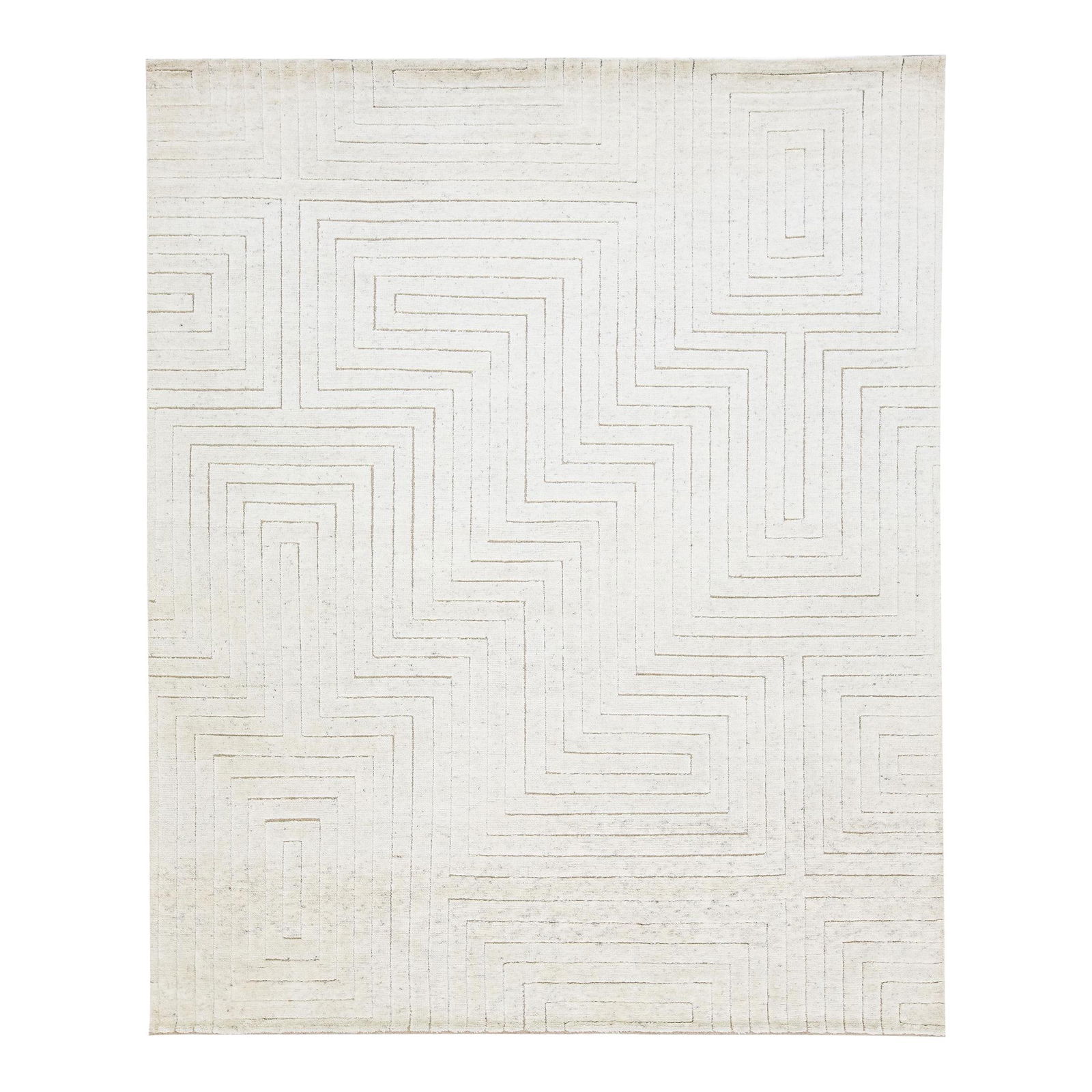Contemporary Ivory Moroccan Wool Rug 8'1" x 9'10" Hand-Knotted: Contemporary Ivory Moroccan Wool Rug 8'1" x 9'10" Hand-Knotted Elevate your space with this stunning hand-knotted wool rug featuring a contemporary Moroccan-inspired design. The rug showcases subtle i