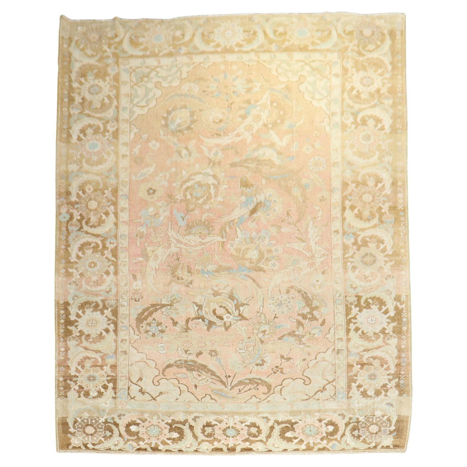 Blush Pink Vintage Turkish Hand-Knotted Wool Rug 8'11'' x 13': Blush Pink Vintage Turkish Hand-Knotted Wool Rug 8'11'' x 13' Enhance your living space with this exquisite Blush Pink Vintage Turkish Room Size Rug. Crafted from high-quality wool, this hand-knotted