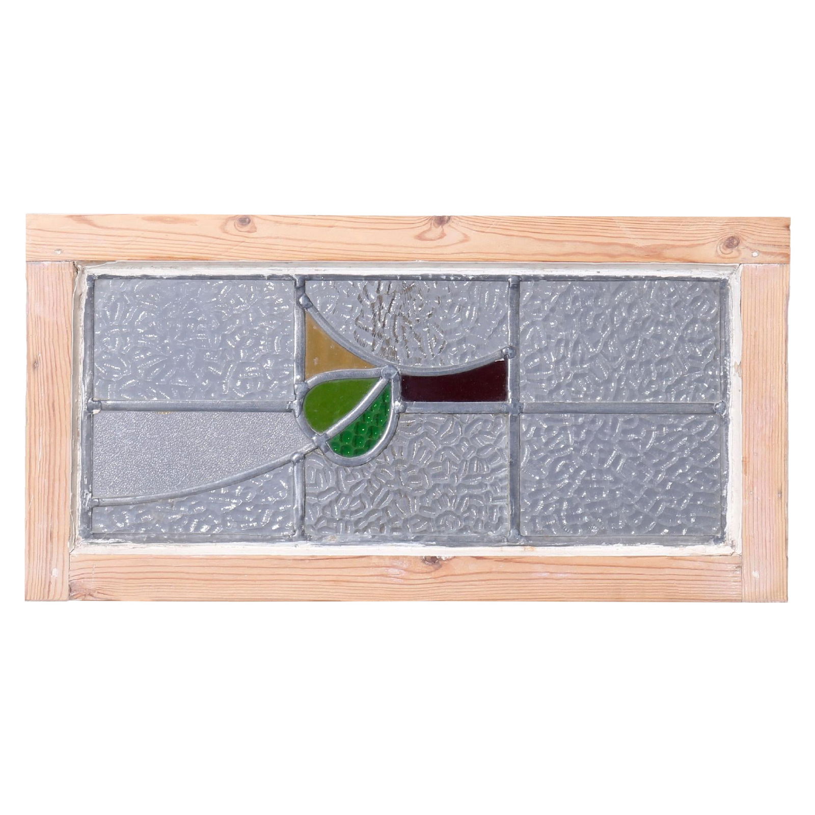 Antique Arts and Crafts Leaded Stained Glass Window c1920 Floral Design (1 of 6)