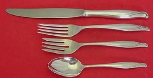 Alvin Spring Bud Sterling Silver 4pc Dinner Place Setting: Alvin Spring Bud Sterling Silver 4pc Dinner Place Setting Enhance your dining experience with this exquisite 4-piece dinner size place setting in the elegant Spring Bud pattern by Alvin. Crafted from