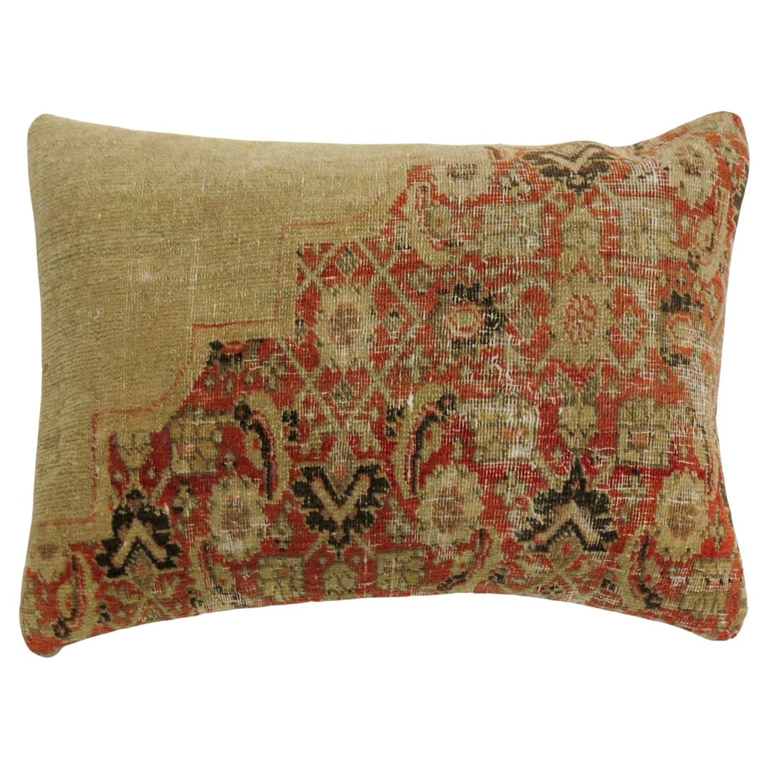 Antique Tabriz Rug Pillow 16 x 23 American Classical Style: Antique Tabriz Rug Pillow 16 x 23 American Classical Style This exquisite Large Antique Tabriz Rug Pillow features a stunning design derived from an early 20th-century Persian Tabriz rug, expertly cra