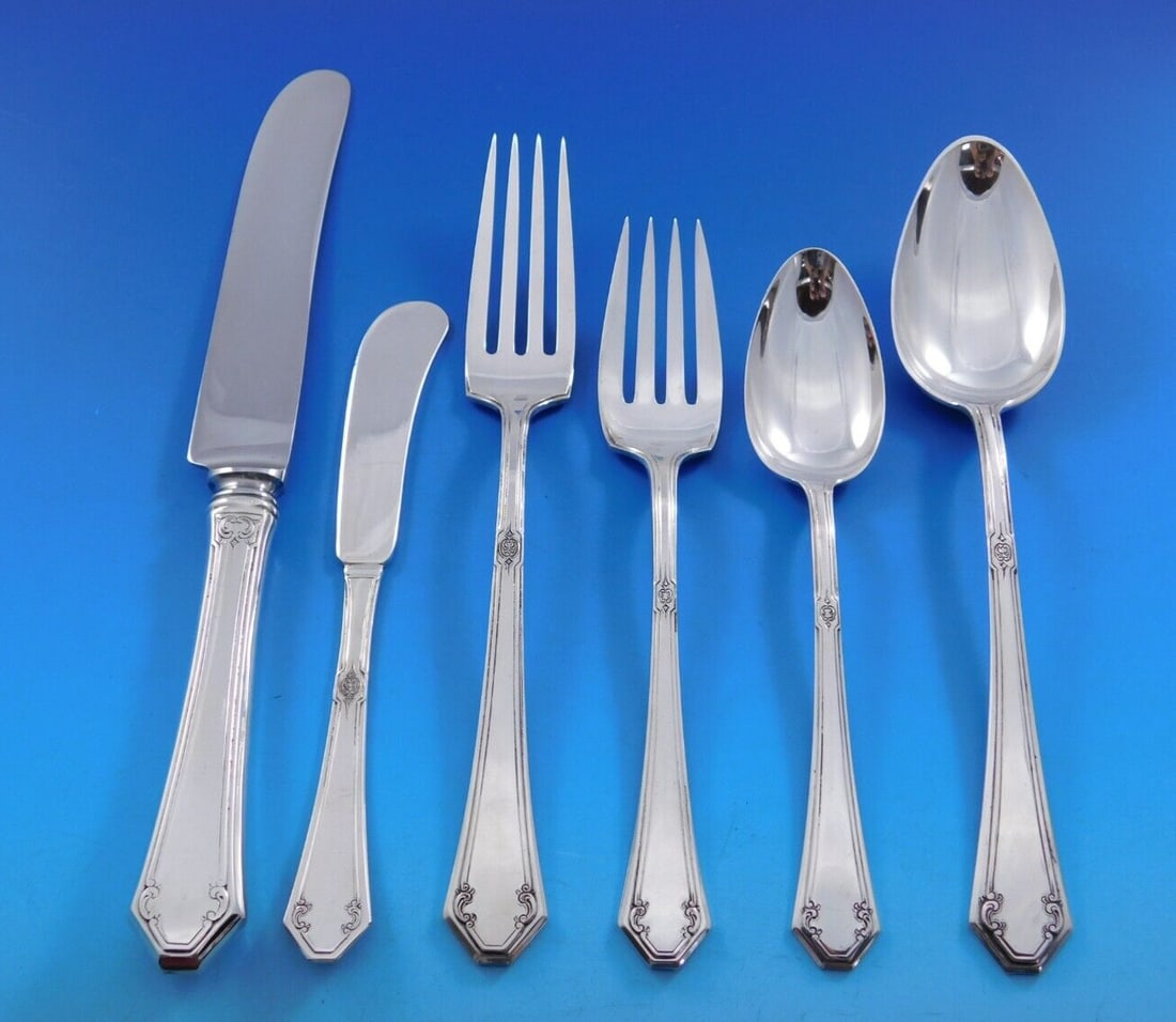 Towle Lady Mary Sterling Silver Flatware Set for 12 - 80 Pieces: Towle Lady Mary Sterling Silver Flatware Set for 12 - 80 Pieces Enhance your dining experience with this exquisite Towle Lady Mary Sterling Silver Flatware Set, designed for service of 12. This remark