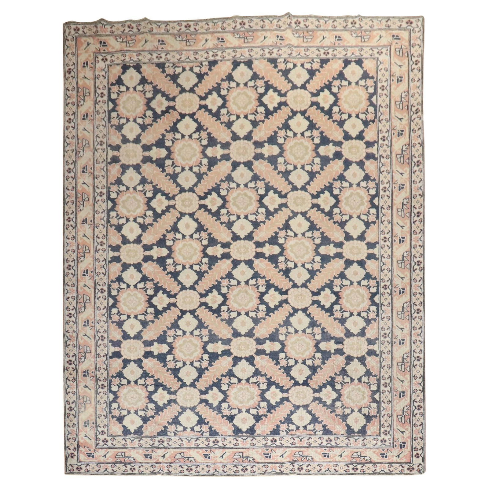 Hand-Knotted Wool Anatolian Rug Room Size Mid 20th Century Turkish: Hand-Knotted Wool Anatolian Rug Room Size Mid 20th Century Turkish This mid-20th century Turkish Anatolian rug features a hand-knotted wool construction and a room size design. Showcasing a Gustavian