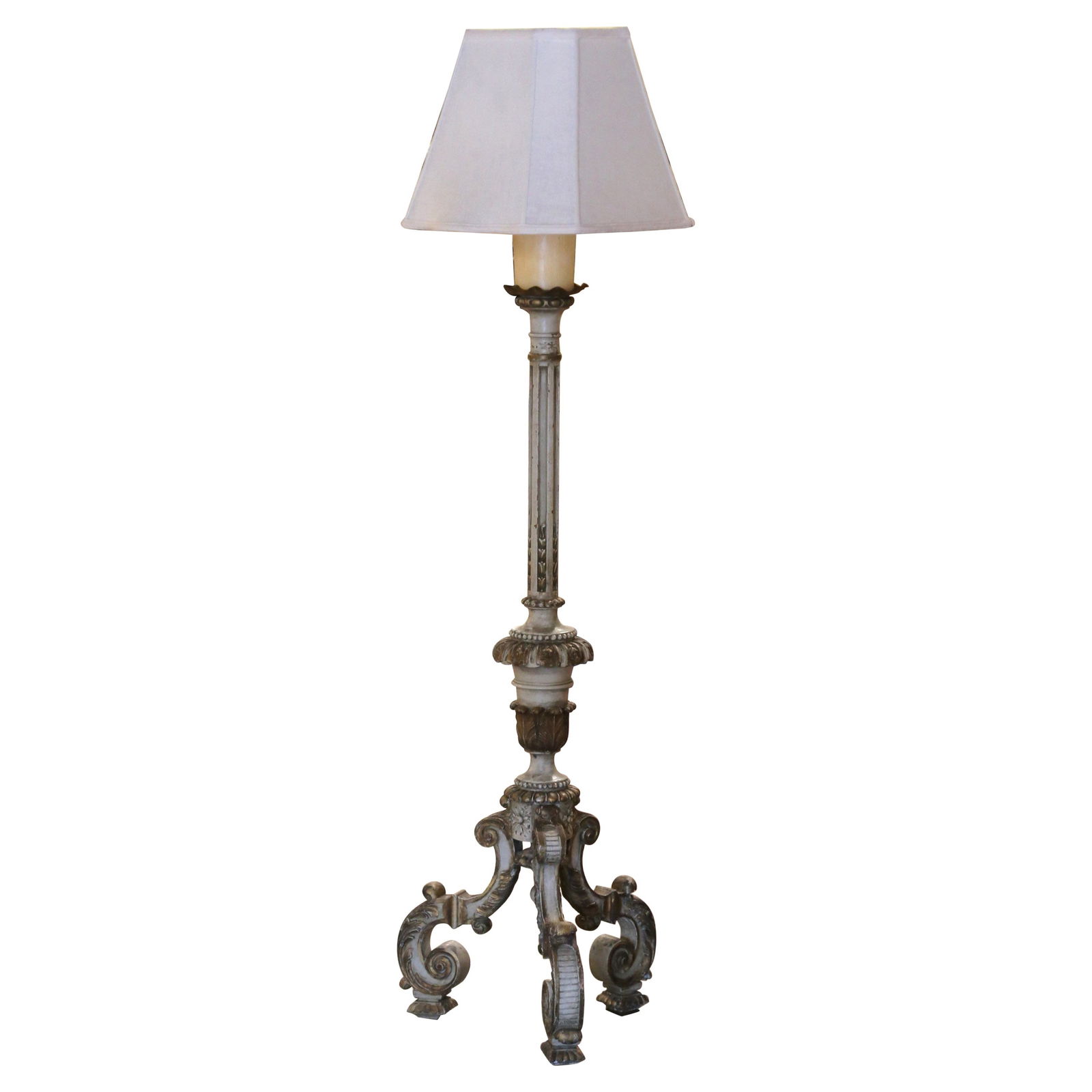 Italian Baroque Style Hand-Painted Wood Floor Lamp Circa 1850 (1 of 9)