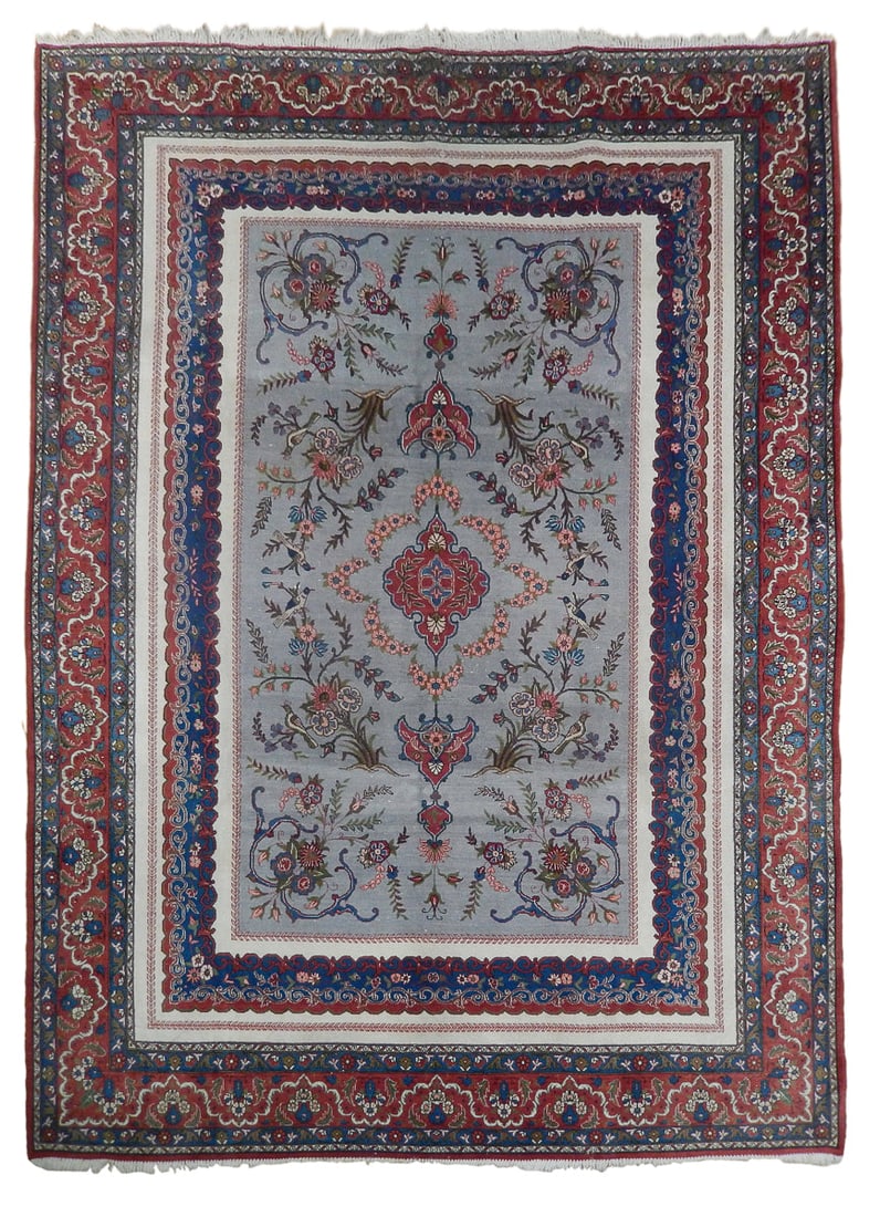 Handcrafted 8'10 x 11'9 Gray Persian Area Rug: Handcrafted 8'10 x 11'9 Gray Persian Area Rug Free continental US Shipping Introducing the exquisite 8.10 x 11.9 Gray Persian Rug, a masterpiece handcrafted by skilled Persian artisans. This luxurious