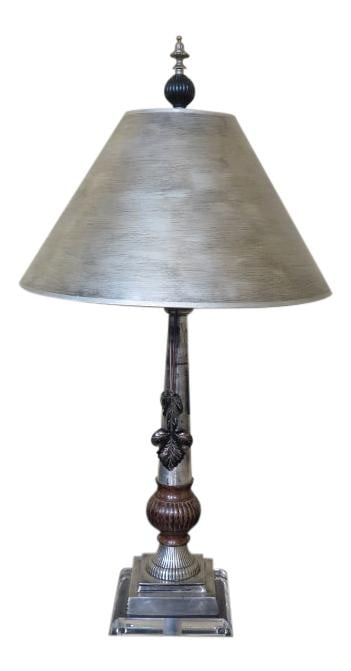 Elegant John Richard Silver Lucite Table Lamp Discontinued Floor Model: Elegant John Richard Silver Lucite Table Lamp Discontinued Floor Model Illuminate your space with this elegant John Richard Silver & Lucite Table Lamp. This stunning floor model features a sleek silve