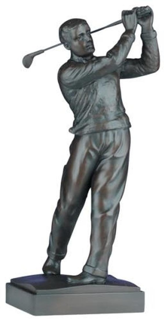 1950s Golfer Statue Handcrafted USA Mid-Century Modern: 1950s Golfer Statue Handcrafted USA Mid-Century Modern This handcrafted golfer statue, embodying the charm of the 1950s, is a unique piece made in the USA. Featuring a mid-century modern style, this s