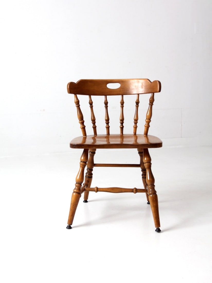 Vintage Captain's Arm Chair with Spindle Back and Wood Legs (1 of 9)
