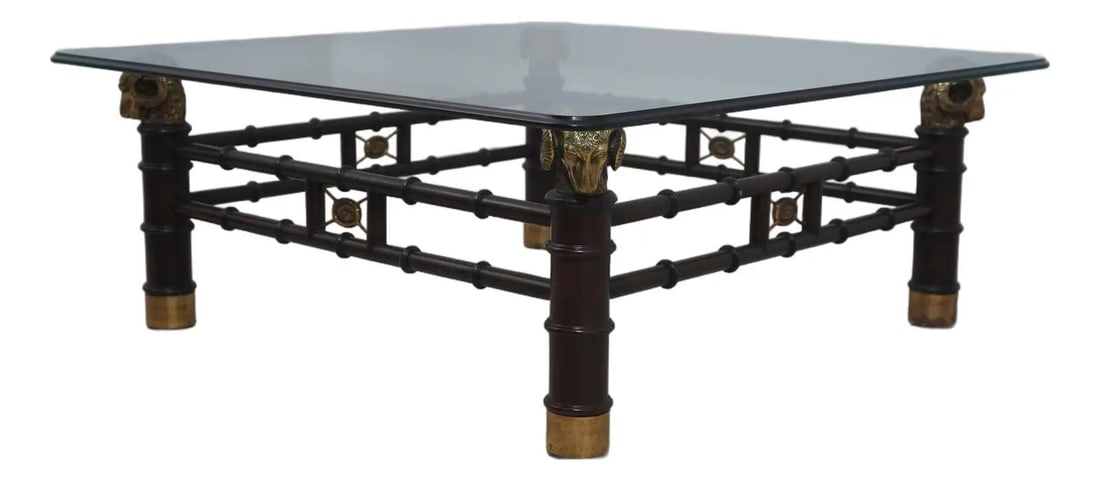 Maitland Smith Rams Head Coffee Table with Glass Top (1 of 10)