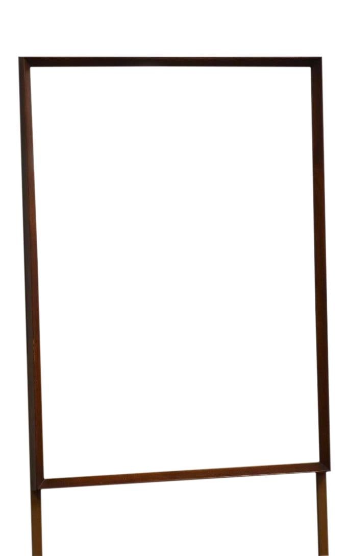 Mid-Century Modern Walnut Mirror with Removable Brackets: Mid-Century Modern Walnut Mirror with Removable Brackets This stunning mid-century modern mirror features a sleek design, perfect for adding a touch of retro elegance to your space. It includes remova