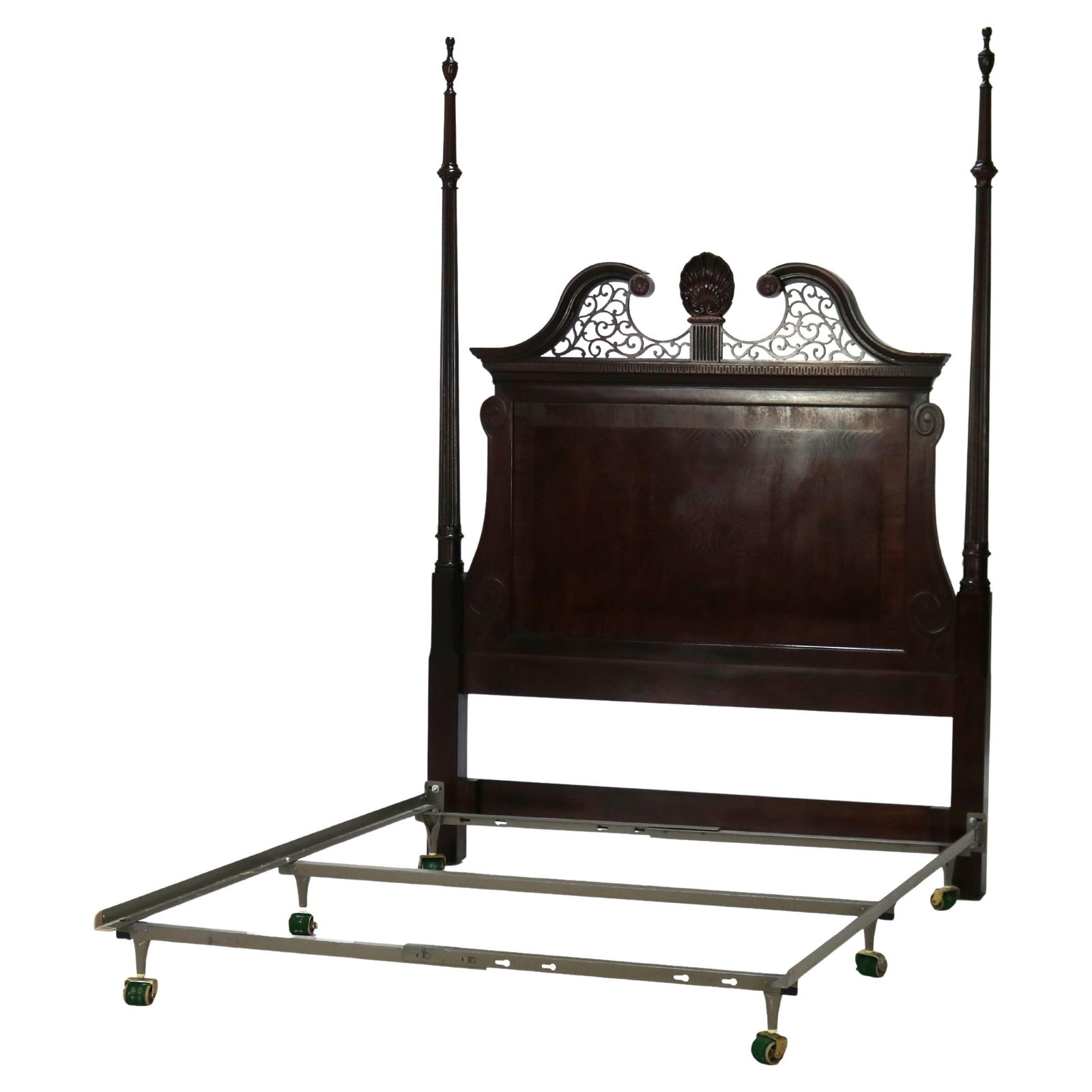 Century Chippendale Mahogany Queen Bed Headboard 20th Century: Century Chippendale Mahogany Queen Bed Headboard 20th Century This elegant Century Chippendale Style Mahogany Queen Sized Bed Headboard showcases timeless craftsmanship and sophistication. Constructed