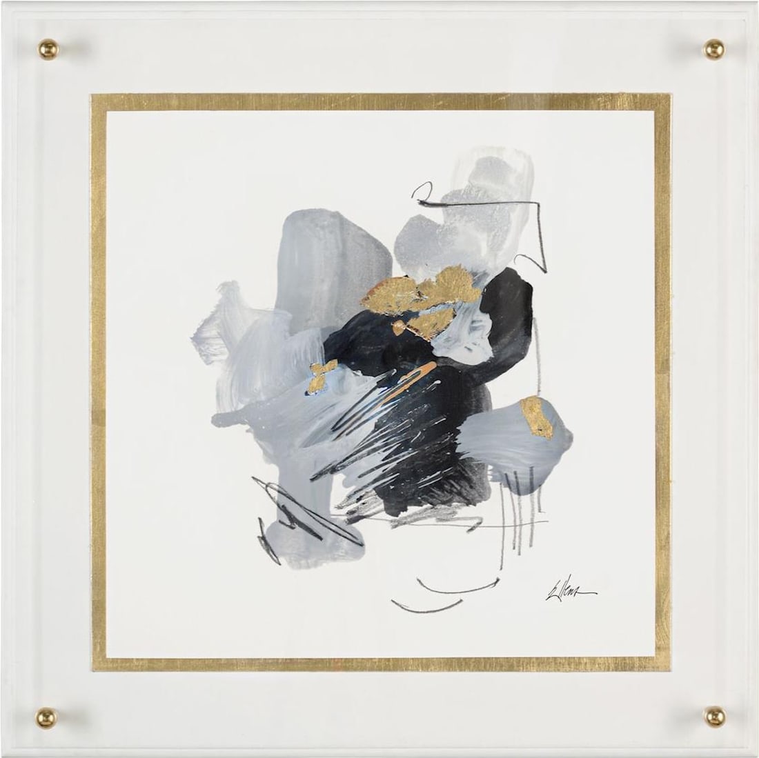 Jackie Ellen Custom Gold Leaf Abstract Art 25x25 Ogee Edge: Jackie Ellen Custom Gold Leaf Abstract Art 25x25 Ogee Edge Elevate your space with this stunning Custom Gold Leaf Abstract Art by Jackie Ellen. This piece features a captivating abstract design crafte