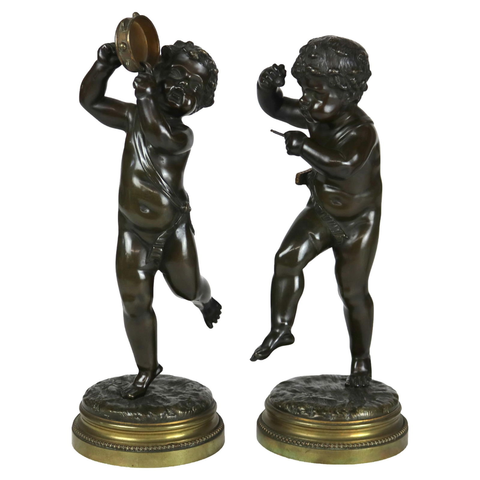 Antique Clodion Bronze Cherub Musicians Set of 2 C1880 (1 of 13)