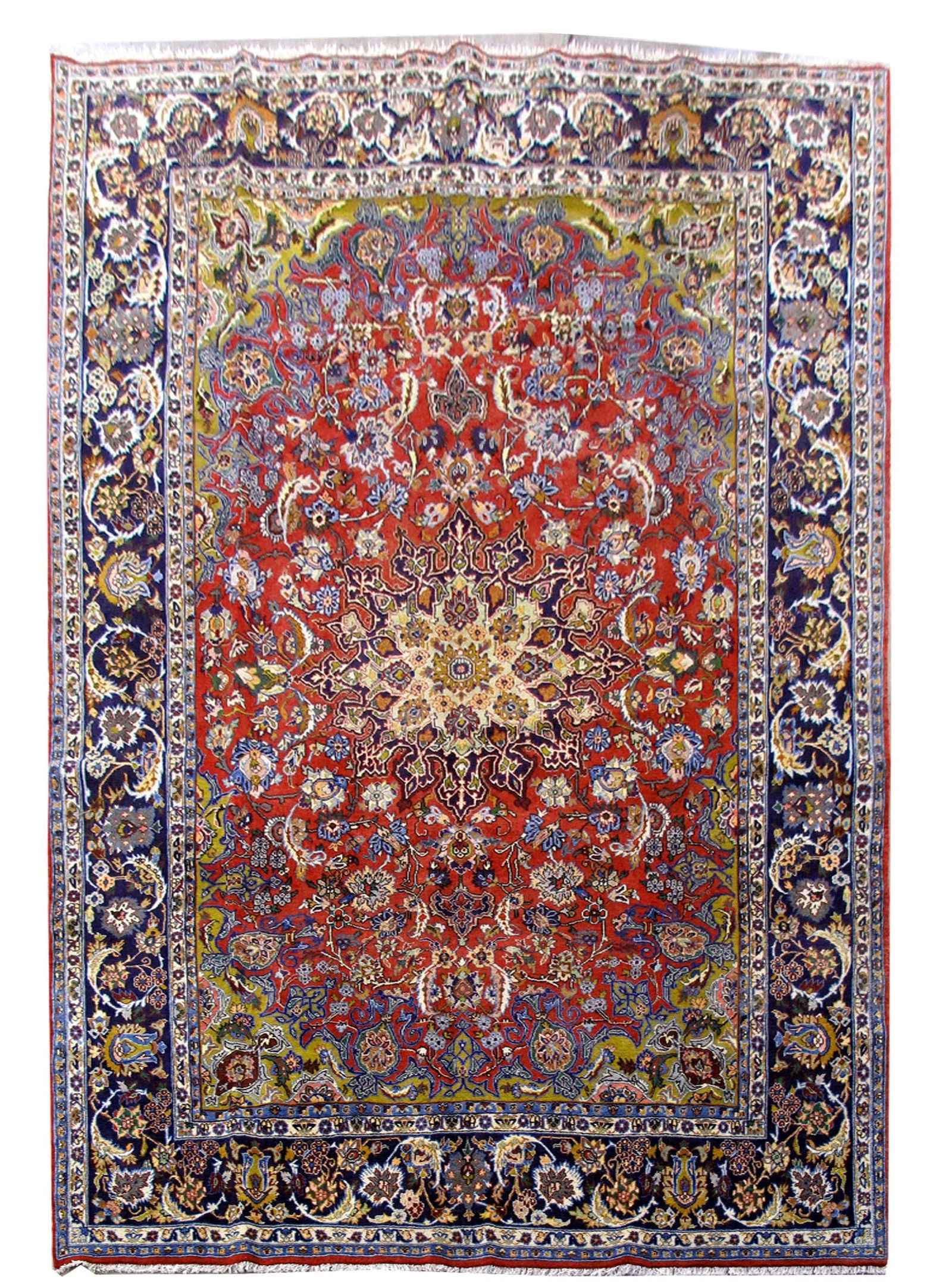 1980s Handmade 10.3 x 15.3 Persian Najafabad Esfahan Wool Area Rug: 1980s Handmade 10.3 x 15.3 Persian Najafabad Esfahan Wool Area Rug Free continental US Shipping Introduce timeless elegance to your home with this exquisite 10.3 x 15.3 Traditional Persian Najafabad E