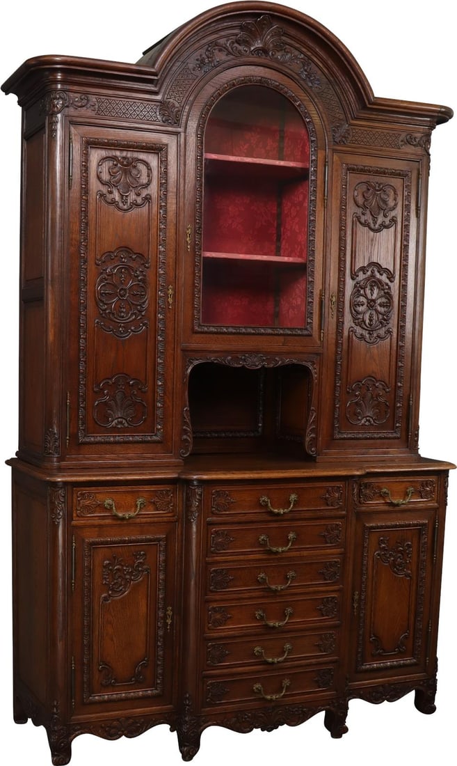 1890 French Country Oak Buffet Timeless Elegance 106.25H 67W 24.75D (1 of 18)