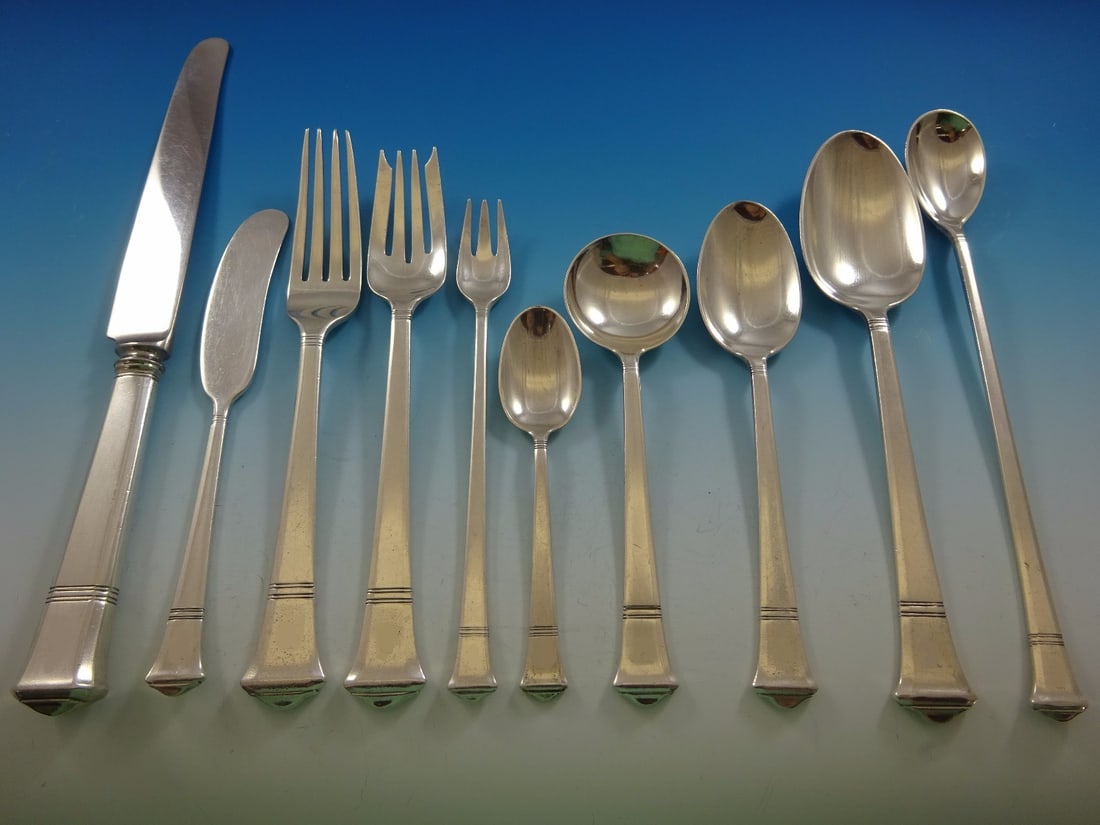 Tiffany & Co Windham Sterling Silver Flatware Set 159 Pieces with Storage Chest: Tiffany & Co Windham Sterling Silver Flatware Set 159 Pieces with Storage Chest This stunning Windham flatware service set by Tiffany & Co. features an impressive collection of 159 pieces, crafted fro