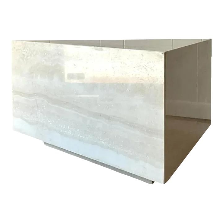 Vintage Boho Triangle Side Table Ecru Travertine Accent Piece: Vintage Boho Triangle Side Table Ecru Travertine Accent Piece The Vintage Boho Triangle Travertine Side Table is a stunning representation of American bohemian style, featuring a distinctive triangula