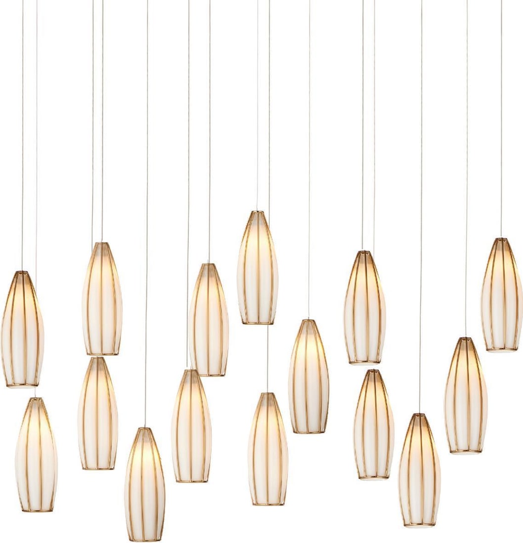 Currey Parish Rectangle Pendant Light Brass 15-Light Dimmable: Currey Parish Rectangle Pendant Light Brass 15-Light Dimmable Illuminate your space with the exquisite Parish Rectangle Light, featuring an adjustable height design that ranges from 20.50 inches to 12