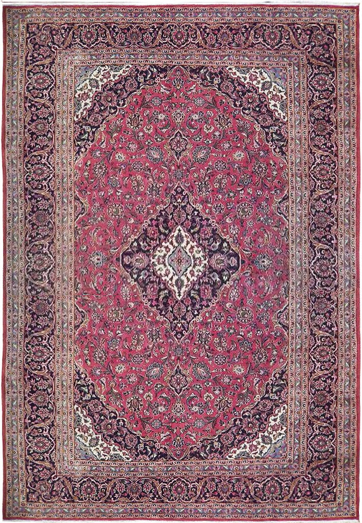 9.7' x 13.6' Semi-Antique Persian Kashan Rug Handmade in Iran: 9.7' x 13.6' Semi-Antique Persian Kashan Rug Handmade in Iran Free continental US Shipping Enhance your living space with this exquisite 10' x 14' Semi-Antique Persian Kashan Iranian Rug, meticulously