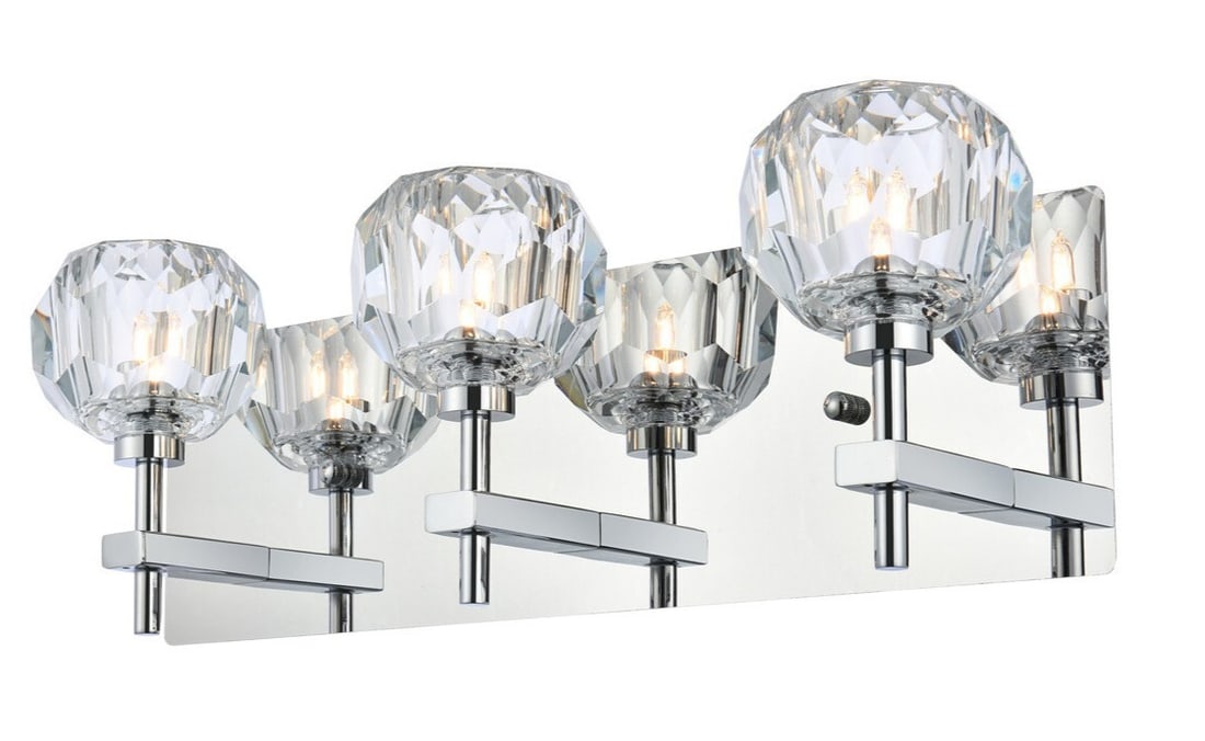 Graham 3-Light Chrome Wall Sconce with Crystal Shades (1 of 7)