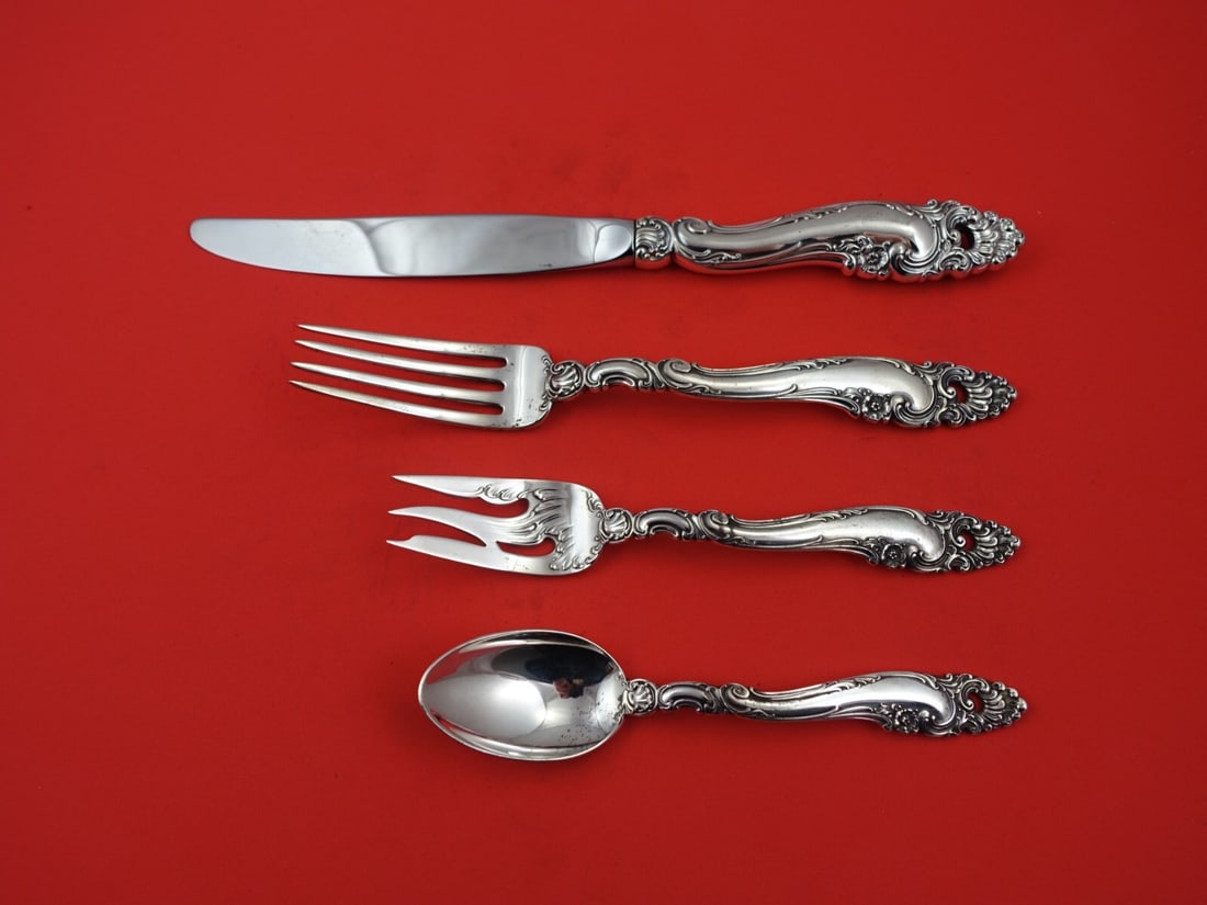 Gorham Decor Sterling Silver Vintage 4-Piece Dinner Place Setting: Gorham Decor Sterling Silver Vintage 4-Piece Dinner Place Setting This elegant 4-piece dinner size place setting from Gorham is crafted in fine sterling silver and features the intricate Rococo patter